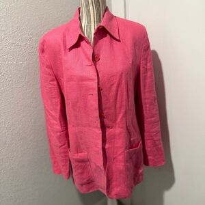 Vtg Talbots Linen Pink Blazer